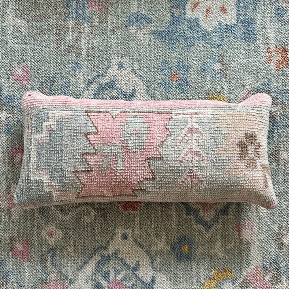 vintage turkish kilm rug lumbar pillow